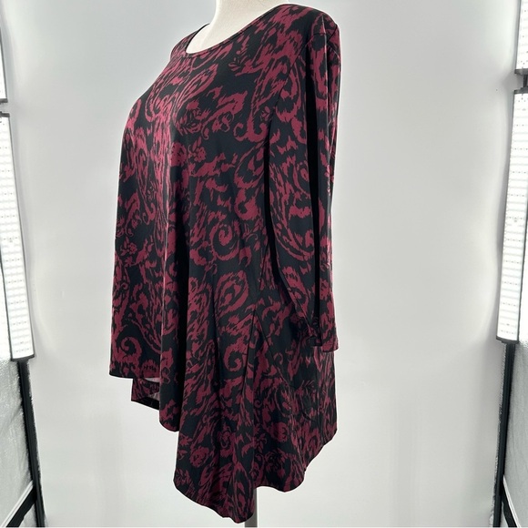 Faded Glory top size 3X 22-24W purple black Paisley asymmetrical hem career - Picture 8 of 12